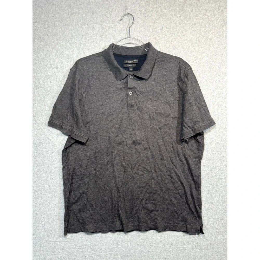 Banana Republic Polo Shirt Men's XL Heather Black‎ 100% Cotton Short Sleeve Golf